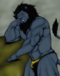  big_cat clothing feline grin korzair_lion lion mammal muscles speedo swimsuit 