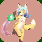  blue_hair canine female flat_chested fox green_eyes hair kemono mammal nude open_mouth unknown_artist 