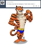  anthro character_from_animated_feature_film clothing feline flexing furrybob madagascar male mammal muscles pants russian solo tiger vitaly_the_tiger 