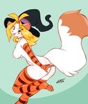  anthro arm_stockings big_breasts big_butt blush breasts butt cat chalo costume feline female fur hair las_lindas leggings legwear looking_at_viewer magic_user mammal nipples nude sarah_silkie smile solo tongue tongue_out witch 