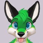  2015 anthro blue_eyes canine cute fox fur green_fur jamesfoxbr looking_at_viewer male mammal open_mouth plain_background smile solo teeth tongue tongue_out 