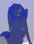  anthro big_breasts blue_eyes blue_fur blue_hair breasts cutie_mark equine feathers female friendship_is_magic fur hair horn huge_breasts long_hair looking_at_viewer mammal my_little_pony navel nipples one_eye_closed princess_luna_(mlp) pussy skyearts solo winged_unicorn wings wink 
