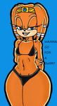  anthro breasts clothing damian_hodge female half-closed_eyes intersex nipples plain_background sega solo sonic_(series) swimsuit tikal_the_echidna tongue tongue_out wide_hips 