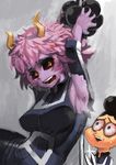  armpits ashido_mina black_hair black_sclera bloodshot_eyes boku_no_hero_academia breasts drooling female hair horn human male mammal minoru_mineta open_mouth pink_hair purple_skin saliva scissors sea_slug short stuck sweat waaaghork yellow_eyes 