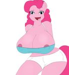  anthro big_breasts blue_eyes breasts clothing equine female friendship_is_magic fur hair horse huge_breasts long_hair looking_at_viewer mammal my_little_pony nipples open_mouth pink_fur pink_hair pinkie_pie_(mlp) plain_background skyearts smile solo 