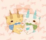  abbreviated_karakusa bad_id bad_pixiv_id blush brothers cameo cat cheek-to-cheek food furoshiki ghost heart ice_cream ice_cream_cone jibanyan kanacho komajirou komasan no_humans notched_ear one_eye_closed purple_lips sharing_food siblings sitting soft_serve sprinkles whisper_(youkai_watch) youkai youkai_watch 