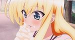  animated animated_gif blonde_hair blue_eyes blush food ice_cream isurugi_mio mm! 