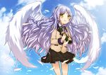  angel_beats! angel_wings graduation highres kinana long_hair school_uniform silver_hair standing tenshi_(angel_beats!) tube wings yellow_eyes 