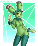  anthro areola atherol breasts cactus cute female flora_fauna flower horn maractus navel nintendo nipples open_mouth plant pok&eacute;mon pussy red_eyes tongue video_games yellow_sclera 