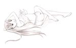  barefoot long_hair monochrome original shirt_lift sketch skirt soles solo traditional_media twintails yoshitomi_akihito 