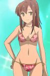  aoyama_nanami arm_at_side artist_request bangs bare_arms bare_shoulders bikini blunt_bangs closed_mouth collarbone foreshortening hand_on_hip happy mound_of_venus navel ponytail sakura-sou_no_pet_na_kanojo solo string_bikini swimsuits thigh_gap 