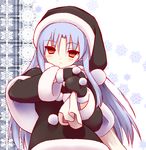  bad_id bad_pixiv_id black_santa_costume blue_hair blush capelet hat len long_hair melty_blood mittens pointy_ears red_eyes sack santa_costume santa_hat shaka-san solo tsukihime 