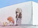  1girl aimf alex_mercer animal brown_hair cat chibi elizabeth_greene hood hood_up hoodie petting prototype_(game) 