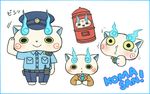  bad_id bad_pixiv_id blue_border blush border character_name hat japanese_cylindrical_postbox japanese_postal_mark komasan looking_at_viewer necktie no_humans open_mouth police police_hat police_uniform postbox_(outgoing_mail) salute simple_background smile solo standing taiyou_ni_hoeru_zura uniform upper_body white_background youkai youkai_watch 