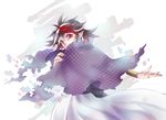  1girl bangle black_hair bracelet cape checkered dress horns jewelry kijin_seija multicolored_hair red_eyes red_hair short_hair smile solo streaked_hair toropp touhou white_hair 