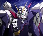  crossbone_gundam_x-1 crossbone_gundam_x-1_full_cloth green_eyes gundam gundam_build_fighters gundam_build_fighters_try kijinaka_mahiro mecha no_humans skull_and_crossbones smile 