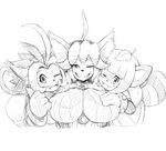  absurdres animal_ears breasts copyright_request furry highres mato_spectoru meribeth multiple_girls sketch smile tail tanuki tomomi wink zuri 