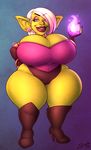  2015 big_breasts breasts cleavage clothed clothing female goblin huge_breasts sheela solo wide_hips 