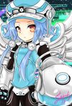  blanc blue_hair commentary_request foreshortening highres looking_at_viewer neptune_(series) next_white orange_eyes ryuu_(pikagomi) science_fiction sidelocks silver_trim solo symbol-shaped_pupils wings 