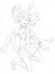  greyscale monochrome monoko multiple_arms saliva sketch skirt solo twintails white_background yueko yume_nikki 