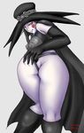  1girl artist_request ass cape face_mask hat mask naughty_face rose scathach shin_megami_tensei thong 