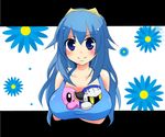  bare_shoulders blue_eyes blue_hair blush blush_stickers breast_padding fire_emblem kirby kirby_(series) letterboxed long_hair looking_at_viewer lucina meta_knight potetomochi shiny shiny_skin smile super_smash_bros. 