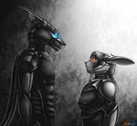  2015 abstract_background ambiguous_gender android armor avalenna blue_eyes duo female lagomorph machine mammal mechanical orange_eyes photon rabbit rabbitcat ratte robot 
