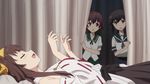  :d animated animated_gif brown_hair curtains detached_sleeves dreaming fubuki_(kantai_collection) groping_motion kantai_collection kantai_collection_(anime) kongou_(kantai_collection) lowres lying multiple_girls mutsuki_(kantai_collection) non-web_source on_back open_mouth red_hair screencap short_hair sleeping smile 