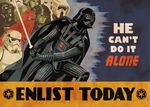  cape cliff_chiang darth_vader energy_sword galactic_empire gloves helmet lightsaber male_focus military military_uniform multiple_boys pilot_suit propaganda science_fiction soldier star_wars stormtrooper sword uniform weapon 