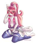  animal_genitalia artemis_tsukino babydoll blush cat clothing erection feline fur girly hair kneeling licking long_hair male mammal naughty_face partially_clothed penis pichigani pink_eyes pink_hair solo stroking tongue tongue_out underwear unknown_artist white_fur 