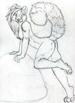  2015 breasts female foxene looking_back mammal nude raised_tail red_panda sketch solo 
