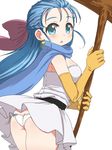  :o ass belt blue_eyes blue_hair bow braid cosplay dragon_quest dragon_quest_heroes dragon_quest_iii dragon_quest_v dress earrings elbow_gloves flat_ass flora gloves hair_ribbon half_updo jewelry long_hair looking_at_viewer naitou_kouse panties pink_bow ribbon sage_(dq3) sage_(dq3)_(cosplay) scarf side-tie_panties solo staff underwear upskirt 