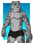  2015 abs aluminemsiren anthro biceps blue_eyes clothing feline leopard male mammal muscles pecs underwear 