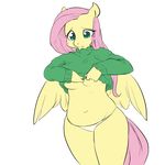  alpha_channel anthro anthrofied blush breasts chubby clothing equine fluttershy_(mlp) friendship_is_magic fur glacierclear hair half-closed_eyes horse mammal my_little_pony panties pink_hair plain_background pony smile sweater thick_thighs transparent_background underwear undressing wings yellow_fur 
