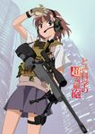  bad_id bad_pixiv_id bipod bolt_action brown_eyes brown_hair building city cloud cloudy_sky coin copyright_name day erika_kurosaka frog from_below gloves gun hand_on_own_head headset holster keychain load_bearing_vest looking_at_viewer looking_down misaka_mikoto rifle school_uniform scope short_hair sky skyscraper sling sniper_rifle solo thigh_holster to_aru_kagaku_no_railgun to_aru_majutsu_no_index uniform_vest watch weapon wind 