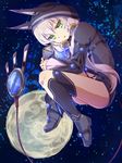  agsen altina_orion animal_hood blue_background colored_eyelashes eiyuu_densetsu full_body green_eyes highres hood long_hair low_twintails sen_no_kiseki sen_no_kiseki_2 shirt solo thighhighs twintails white_hair 