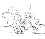 anthro anthrofied equine female friendship_is_magic glacierclear half-closed_eyes helmet horn horse looking_back mammal monochrome my_little_pony plain_background pony princess_luna_(mlp) pussy shoes white_background wings 