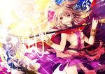  belt blonde_hair bracelet cape earmuffs jewelry long_hair makuwauri mouth_hold ritual_baton shirt skirt sleeveless sleeveless_shirt solo sword touhou toyosatomimi_no_miko weapon yellow_eyes 