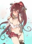  bad_id bad_pixiv_id blush breasts brown_eyes brown_hair cherry_blossoms cleavage flower hair_flower hair_ornament kantai_collection konno_seara large_breasts long_hair ponytail solo torn_clothes very_long_hair yamato_(kantai_collection) 