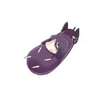  chibi eggplant eyepatch headgear kantai_collection kurono_nekomaru open_mouth purple_hair short_hair solo tenryuu_(kantai_collection) 