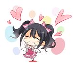  ^_^ black_hair blush_stickers closed_eyes gia_kon gloves grin hair_ribbon heart love_live! love_live!_school_idol_project ribbon smile solo twintails wings yazawa_nico 