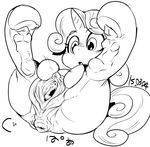  2015 anus black_and_white clitoris equine female feral friendship_is_magic hair hooves horn legs_up mammal monochrome my_little_pony nekubi open_mouth pussy pussy_juice solo spread_legs spread_pussy spreading sweetie_belle_(mlp) unicorn 
