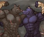  abs anthro bandage canine duo eskimo_kiss eyes_closed istani male mammal muscles nude pubes scar smile wolf yellow_eyes 
