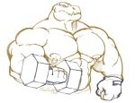  anthro clothing dinosaur exercise fingerless_gloves gloves looking_at_viewer male muscular muscular_male nipple_piercing nipples pecs piercing siriusdog sketch solo weightlifting workout 