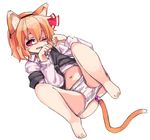  anal anal_beads anal_object_insertion anal_tail animal_ears blush cat_ears cat_tail fake_tail hair_ribbon looking_at_viewer lying navel no_pants object_insertion off_shoulder on_back one_eye_closed open_mouth panties panty_pull pink_eyes ribbon rumia shirt_lift solo tail touhou underwear vest white_panties yunuki_uta 