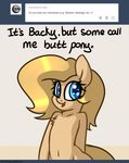  2015 backy cute earth_pony english_text equine fan_character female feral horse mammal my_little_pony pony slavedemorto smile solo text tumblr 