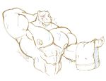  anthro blush looking_at_viewer male mammal muscular muscular_male mustelid otter pecs simple_background siriusdog sketch smile solo towel wet white_background 