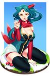  &lt;3 2014 amber_eyes anthro big_breasts breasts claws cleavage clothed clothing female green_hair hair human humanized legwear long_hair looking_at_viewer loyproject mammal nails nintendo open_mouth pok&eacute;ball pok&eacute;mon pok&eacute;morph sitting sneasel solo stockings thick_thighs tight_clothing tongue video_games 
