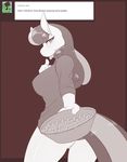  2015 anthrfofied anthro anthrofied bonbon bonbon_(mlp) bottomless bowl cande clothed clothing equine female friendship_is_magic half-dressed horse mammal moncohrome my_little_pony pony pussy solo tumblr tw-tone_hair 