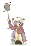  bad_id bad_pixiv_id badminton badminton_racket bow chibi hair_bow hat kadotarou long_hair patchouli_knowledge purple_hair racket solo touhou 